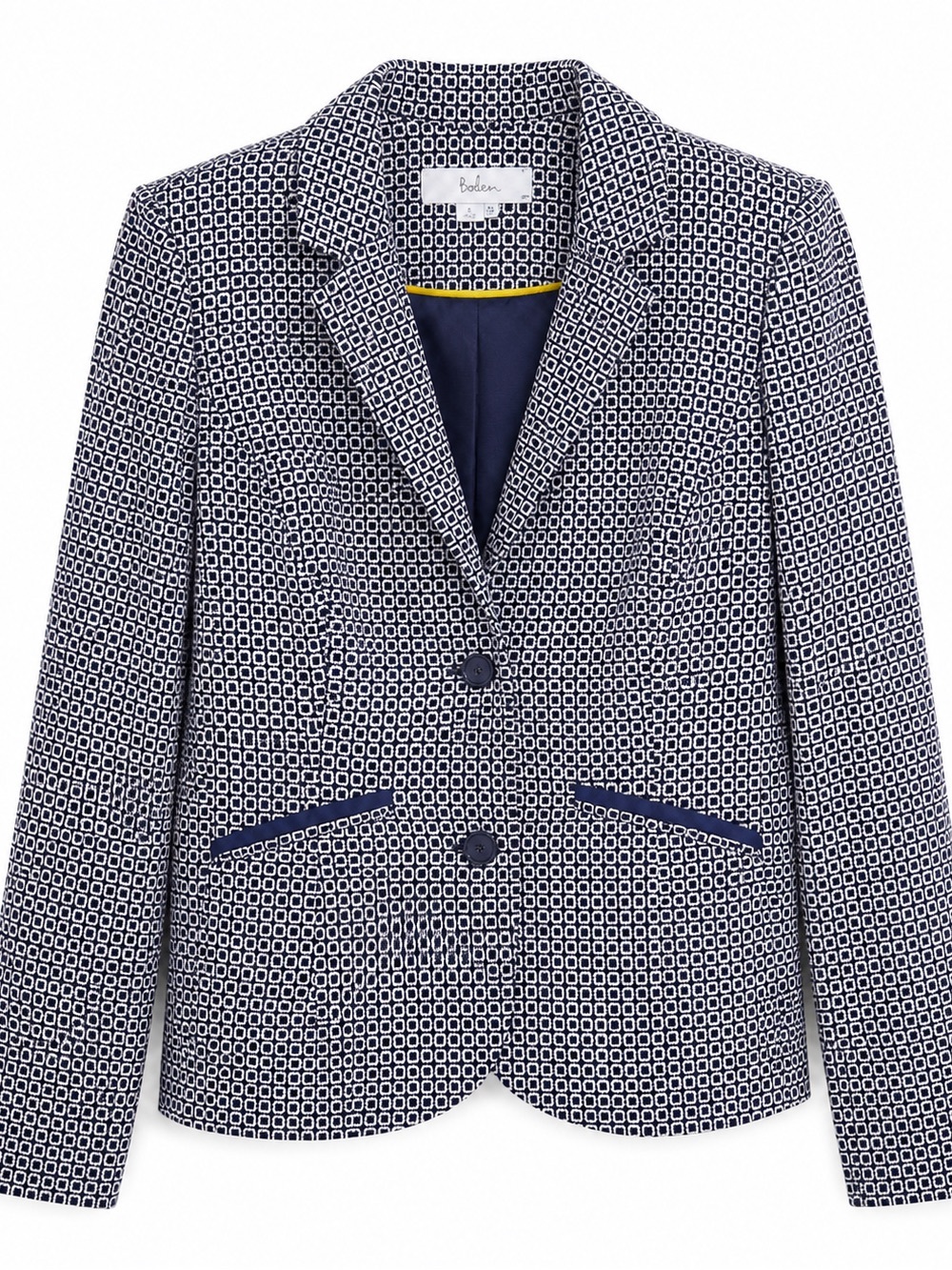 Boden Wool Navy & White Geometric Blazer 2P